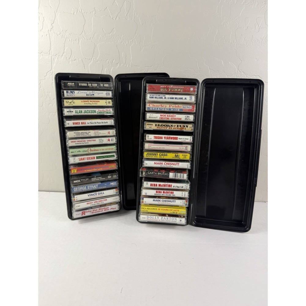 VTG Lot of 30 70s-90s Country Rock Christmas music cassette tapes + case
